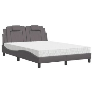 vidaXL Lit Viana avec matelas gris 140x200 cm similicuir
