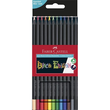 Crayon de couleur Black Edition, étui de 12 FABER-CASTELL