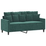 vidaXL Ensemble de canapés 3 Pièces avec coussins Vert foncé Velours