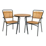 Table plateau en teck naturel pieds noirs ø 70x74 cm