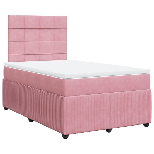 vidaXL Sommier à lattes de lit avec matelas Rose 120x200 cm Velours