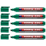 Marqueur Permanent 330 Vert Pointe Biseautée 1-5 mm x 5 EDDING