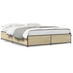 vidaXL Cadre de lit chêne sonoma 135x190 cm bois d'ingénierie et métal