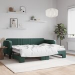 vidaXL Lit de jour avec lit gigogne vert foncé 80x200 cm velours