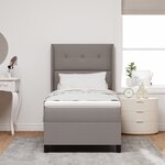 vidaXL Lit à ressorts avec matelas et LED Taupe 90x190 cm Tissu
