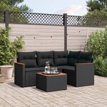 vidaXL Salon de jardin 5 Pièces avec coussins noir résine tressée