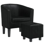vidaXL Fauteuil cabriolet avec repose-pied noir similicuir
