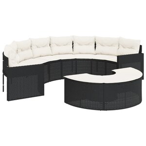 vidaXL Salon de jardin 2 Pièces demi-rond noir résine tressée