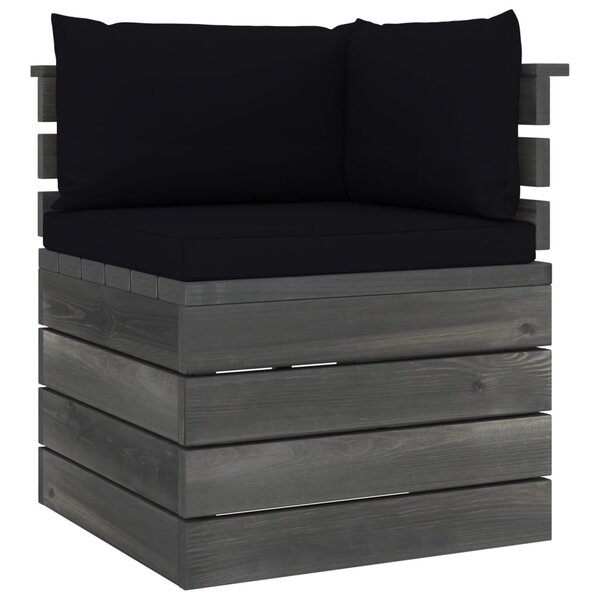 vidaXL Canapé d'angle palette de jardin avec coussins Bois de pin
