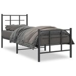 vidaXL Cadre de lit métal avec tête de lit/pied de lit noir 75x190 cm