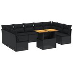 vidaXL Salon de jardin 10 Pièces avec coussins noir résine tressée