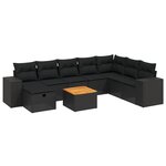vidaXL Salon de jardin 9 Pièces avec coussins noir résine tressée