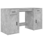 Bureau table poste de travail meuble d'ordinateur informatique étude avec armoire bois d'ingénierie gris 02_0023390