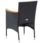 vidaXL Mobilier à dîner de jardin et coussins 3Pièces Résine tressée Noir