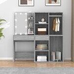 vidaXL Coiffeuse à LED avec armoires Sonoma gris Bois d'ingénierie