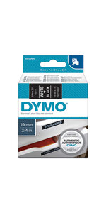 DYMO LabelManager cassette ruban D1 19mm x 7m Blanc/Noir (compatible avec les LabelManager et les LabelWriter Duo)