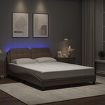 vidaXL Cadre de lit avec lumières LED cappuccino 140x200 cm similicuir