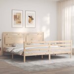 vidaXL Cadre de lit avec tête de lit 200x200 cm bois massif