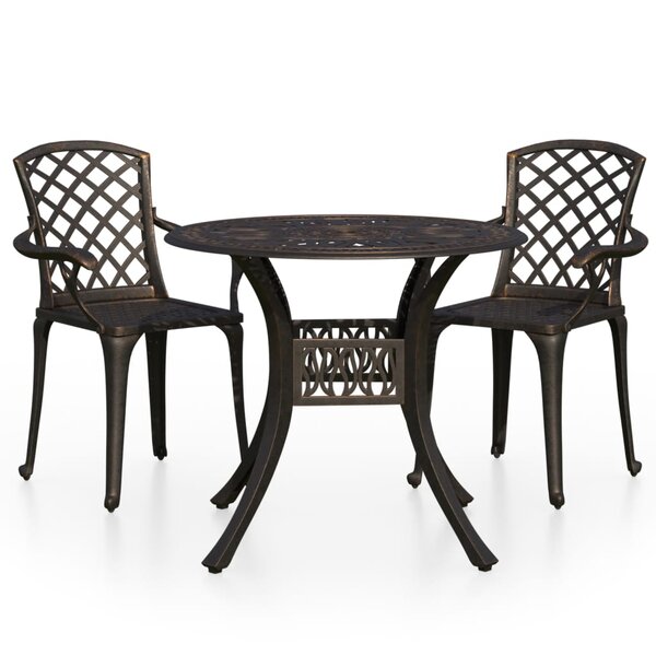 vidaXL Ensemble de bistro 3 Pièces Aluminium coulé Bronze