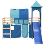 vidaXL Lit mezzanine enfants avec tour bleu 80x200cm bois pin massif