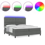 vidaXL Lit ressorts avec Matelas & LED Gris Foncé 200x200 cm Tissu