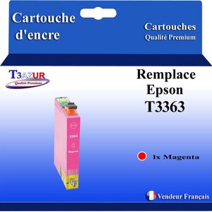 T3AZUR - Cartouche Compatible avec Epson 33 33XL pour Expression Premium XP-530 XP-540 XP-630 XP-635 XP-640 XP-645 XP-7100 XP-830 XP-900 - Magenta