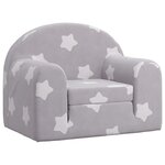 vidaXL Canapé-lit pour enfants gris clair avec étoiles peluche douce