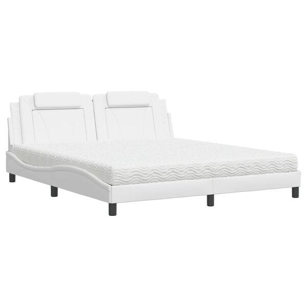 vidaXL Lit avec matelas blanc 180x200 cm similicuir