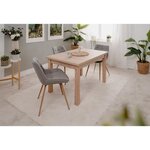 Table à manger extensible LONGFORD - 6 à 10 personnes - Mélaminé chêne - 120-200 x 76 x 80 cm