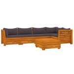 vidaXL Salon de jardin 6 Pièces avec coussins Bois d'acacia solide