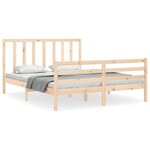 vidaXL Cadre de lit avec tête de lit 160x200 cm bois massif