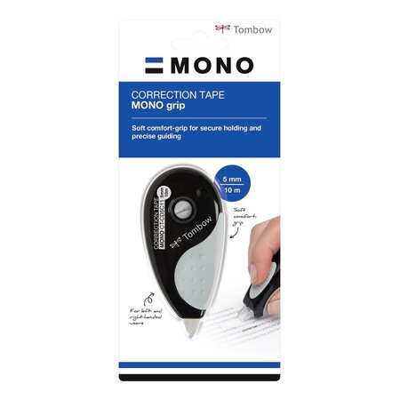 Roller correcteur MONO grip - 5 mm x 10 m noir/gris TOMBOW