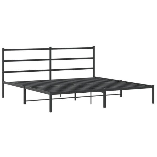 vidaXL Cadre de lit métal avec tête de lit noir 180x200 cm