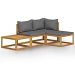 vidaXL Salon de jardin 4 Pièces avec coussin Bois d'acacia solide