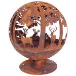 Esschert Design Foyer à coupe Laser 57 5 x 57 5 x 66 cm Rouille FF261
