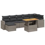 vidaXL Salon de jardin 8 Pièces avec coussins gris résine tressée