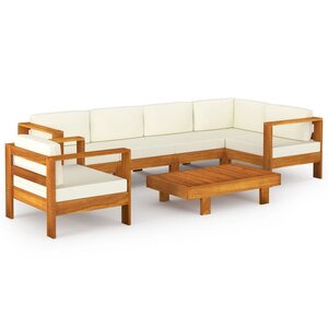 vidaXL Salon de jardin 7 pièces avec coussins 100 x 60 cm Bois d'acacia
