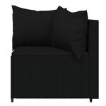 vidaXL Salon de jardin 3 Pièces avec coussins Noir Résine tressée