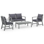 vidaXL Salon de jardin 4 Pièces avec coussins Bois d'acacia solide