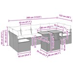 Ensemble de sofa de jardin de 8 pièces avec coussins en poly rattan noir acacia