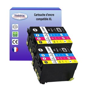 T3AZUR- 8x Cartouches Compatibles avec Epson T3591 T3592 T3593 T3594 remplace Epson WorkForce Pro WF-4720DWF WF-4725DWF WF-4730DTWF WF-4735DTWF WF-4740DTWF Noire