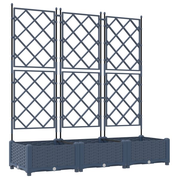vidaXL Jardinière avec treillis 3 Pièces Grise 120x40x125 5 cm