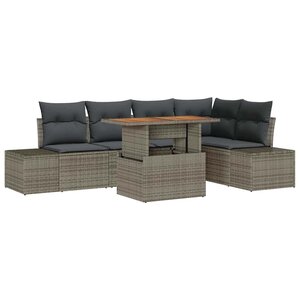 vidaXL Ensemble de canapé de jardin 6 Pièces Gris Poly rotin