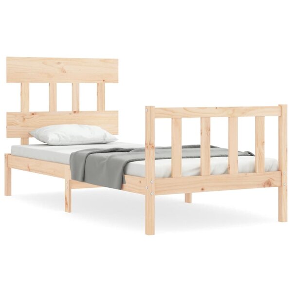vidaXL Cadre de lit avec tête de lit 90x200 cm bois massif