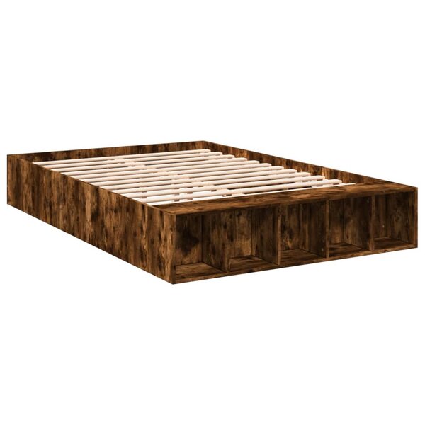 vidaXL Cadre de lit chêne fumé 120x200 cm bois d'ingénierie