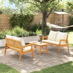 Ensemble de bistrot 3 pièces avec coussins en bois d'acacia