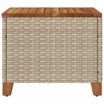 vidaXL Table de jardin beige 45x45x37 cm résine tressée et bois acacia