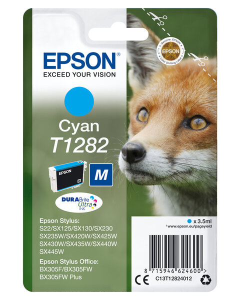 Epson singlepack cyan t1282 durabrite ul t1282 cartouche dencre cyan capacite standard 3.5ml 1-pack rf-am blister