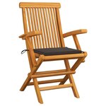 vidaXL Chaises de jardin avec coussins taupe 3 Pièces Bois de teck massif