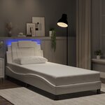 vidaXL Cadre de lit avec lumières LED blanc 90x200 cm similicuir